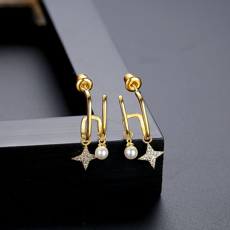 Damessieraden Elegante zirkonia pareloorbellen Geometrische minimalistische oorbellen voor vrouwen Lichte luxe pareloorbellen High-end oorbellen_voghion.com
