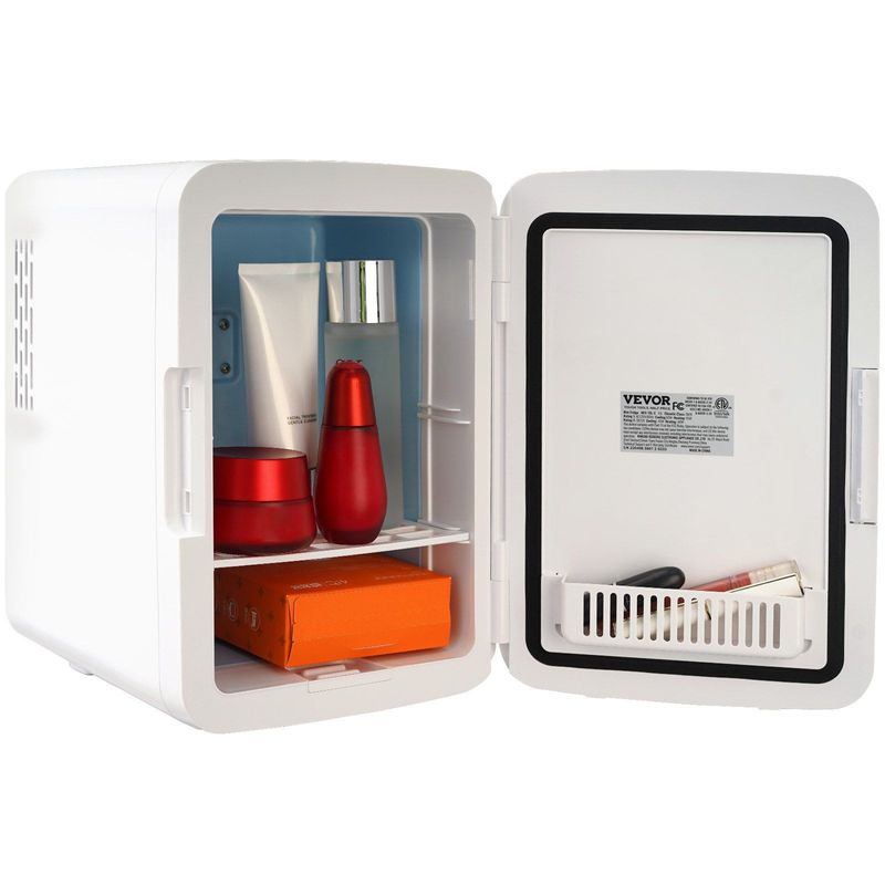 Vevor Mini Fridge,10L/12 Can Luxury Skin Care Refrigerator, Small Beverage Fridges For Bedroom Office Dorm Car Travel, AC/DC Cooler & Heat For Foods, Drink, Breast Milk Storage & Chill, White_voghion.com