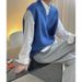 Vêtements pour hommes, automne et hiver, nouvelle version coréenne, gilet en laine à col en V, haut ample et slim pour femmes_voghion.com