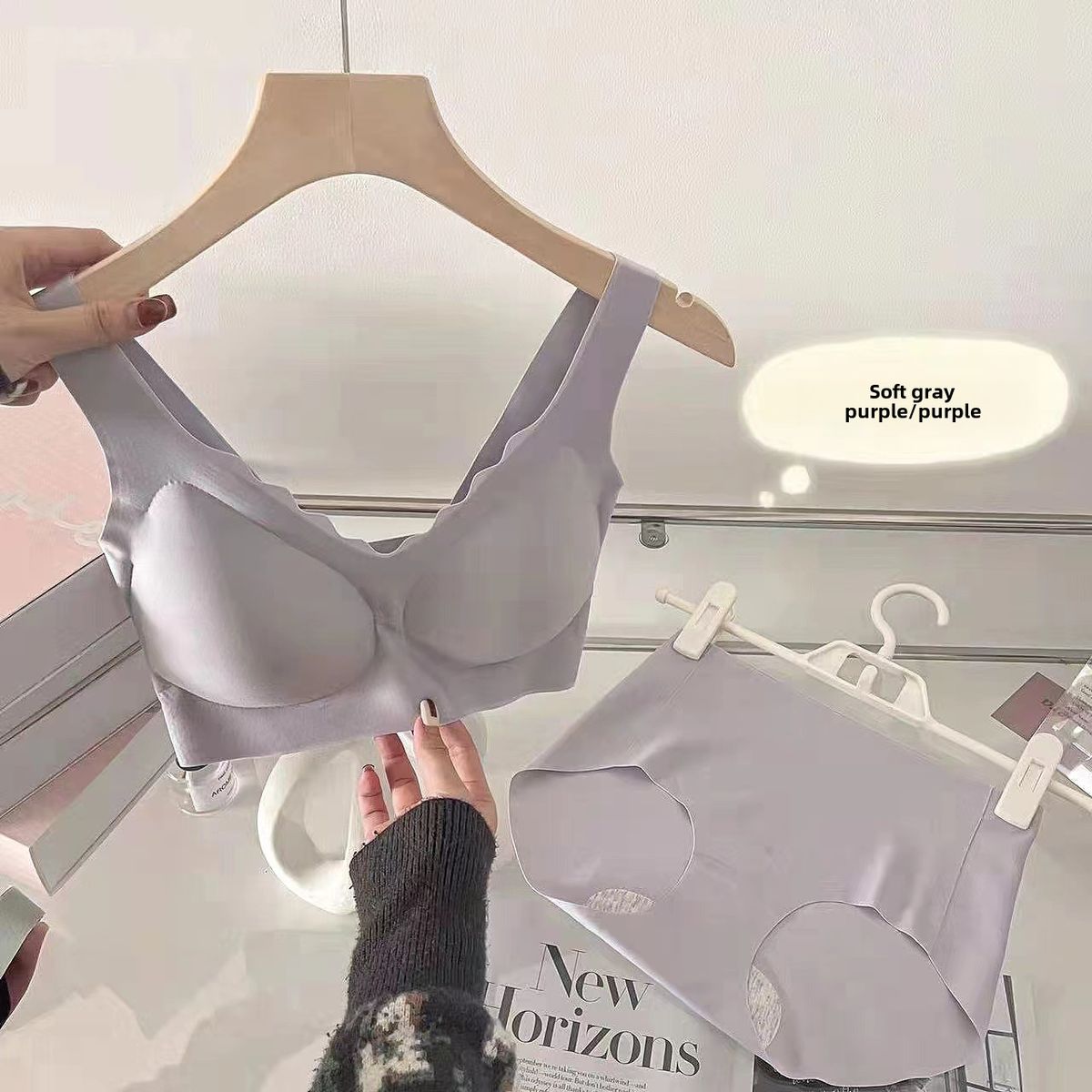 Fix kosaras, méret nélküli, jelölés nélküli, acélgyűrűs, push-up sport latex melltartó szett, női alsónemű szett_voghion.com