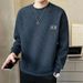 Herrenbekleidung Waffelstrick-Sweatshirt mit Rundhalsausschnitt – Slim Fit, lässiges Pullover-Langarm-T-Shirt für Frühling und Herbst (Schwarz/Weiß/Dunkelgrau/Marineblau)_voghion.com