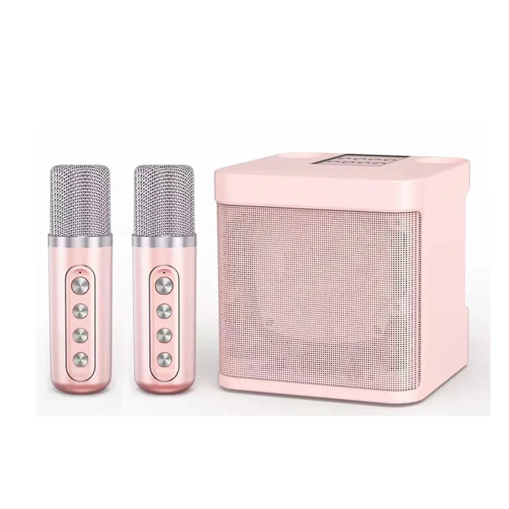 KD203 Karaoke Hine con 2 microfoni wireless doppi Boombox portatile AUX TF Card U Disk Player Cambia voce per feste_voghion.com