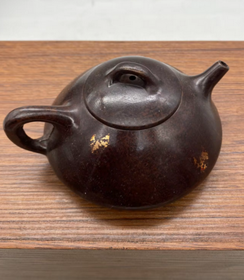 China Pure brass bronze Gilding pot Decoration flat teapots copper pot decoration collection_voghion.com