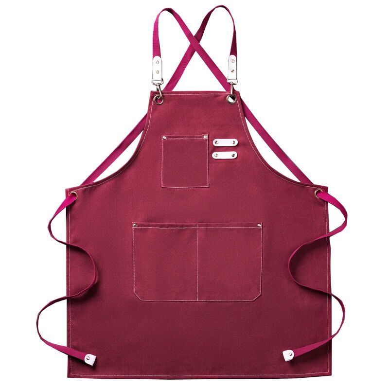 Chef, BBQ and Work Apron, 100% Cotton Canvas Large Apron with Pockets Grill and Cook - Adjustable Back Straps For Men, Women_voghion.com