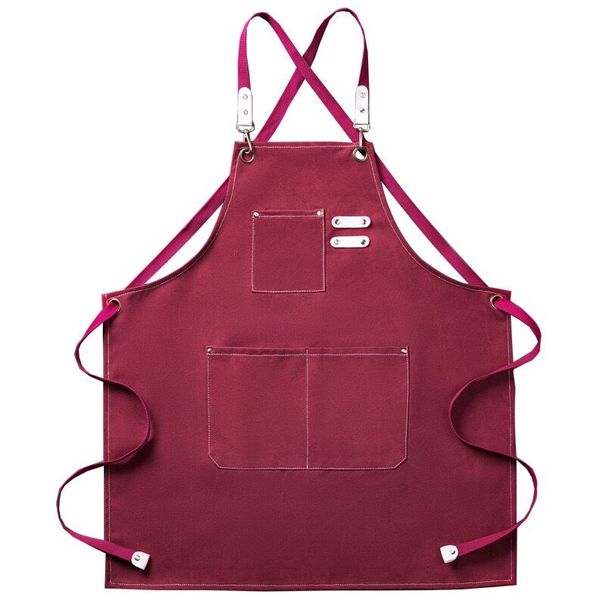 Chef, BBQ and Work Apron, 100% Cotton Canvas Large Apron with Pockets Grill and Cook - Adjustable Back Straps For Men, Women_voghion.com