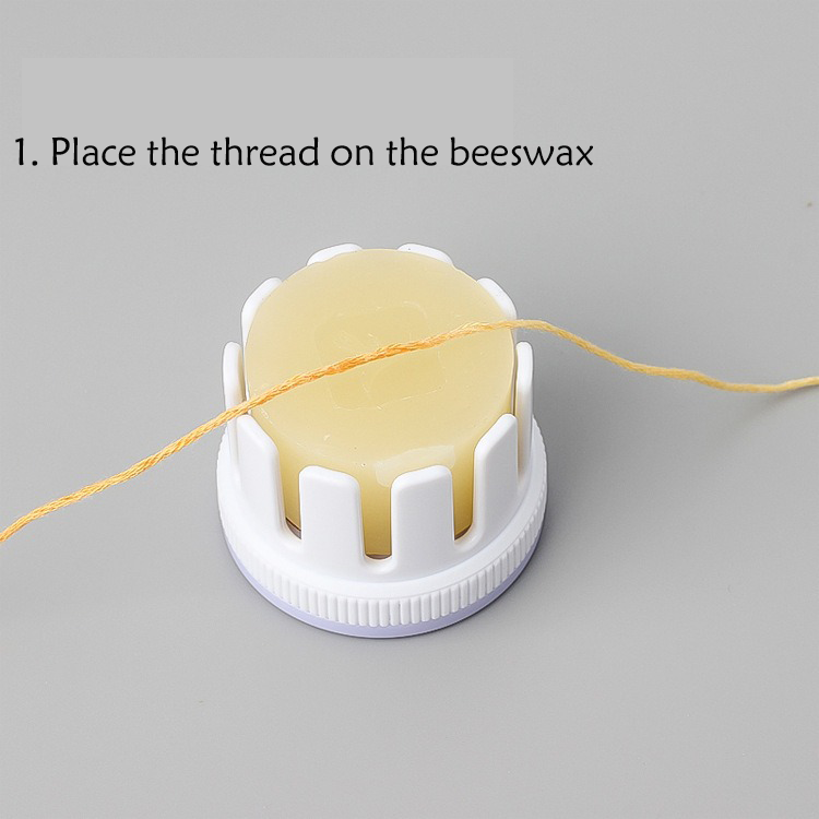 Rotierendes Fadenwachs in Makronenfarbe. Große Kapazität. Bienenwachs über Drahtbox mit Deckel_voghion.com