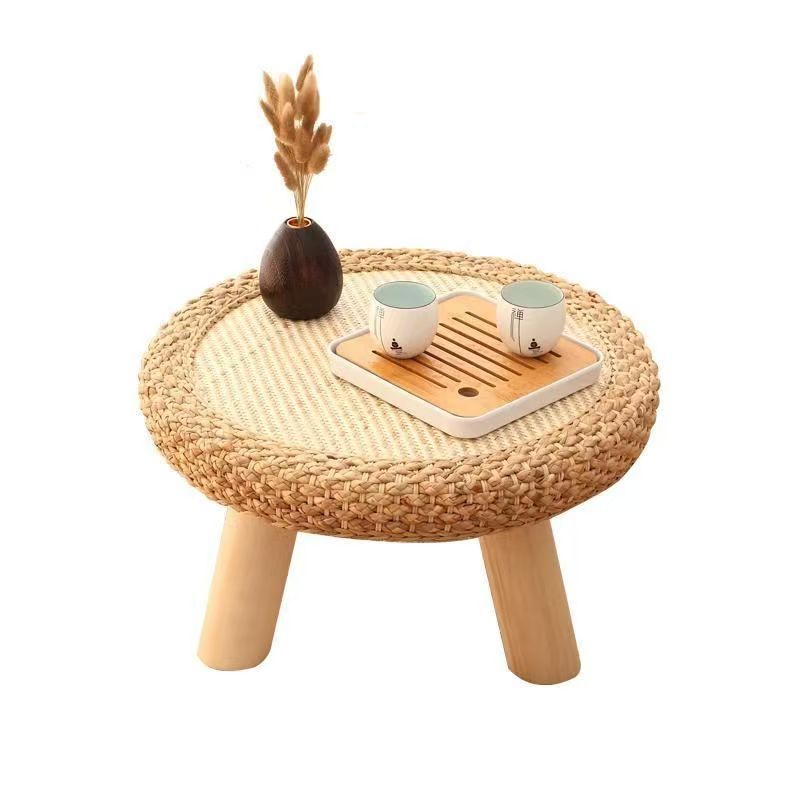 Mesa pequena de palha e videira Wannilen; Mesa de centro para quarto; Mesa de assento de janela; Mesa de centro de tatame simples; Mesa de chão para estadia em casa de família_voghion.com