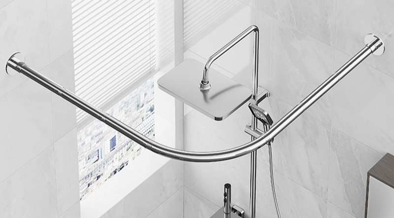 Stainless Steel Curved Shower Curtain Rod Punch Free Shower Rod Bathroom Toilet School Bath Rod Fitting Room Fan Shaped Partition_voghion.com