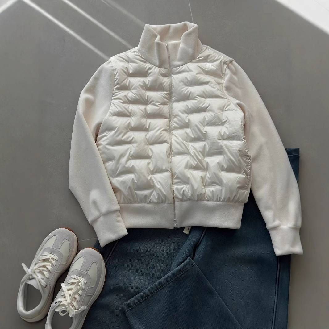 "Leichte Daunenjacke für Damen mit Doppelreißverschluss und Fleece-gefüttertem Kragen – Füllung aus 90 % weißen Entenfedern für den urbanen Winter"_voghion.com