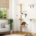 4-Tier Cat Climbing Tower With Hammock & Hanging Toys, Wall-Mounted Scratching Post For Indoor Cats, Space-Saving Design For Play & Rest_voghion.com