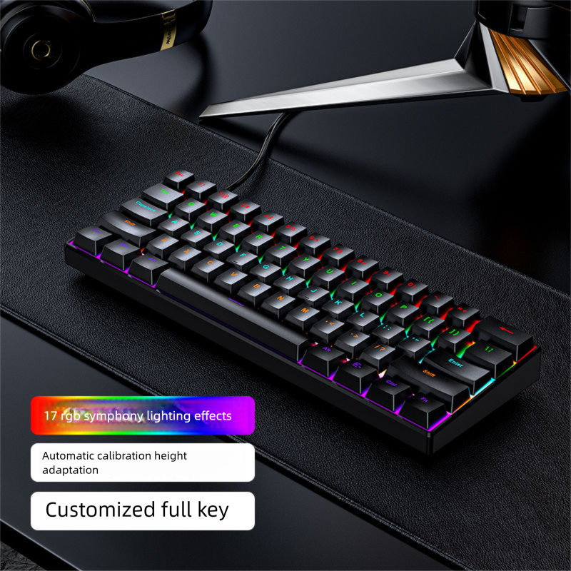 Brand New 61-Key Real Mechanical Small Blue Switch Mini Mixed Light Color Changing Luminous Minimalist Cool Portable_voghion.com