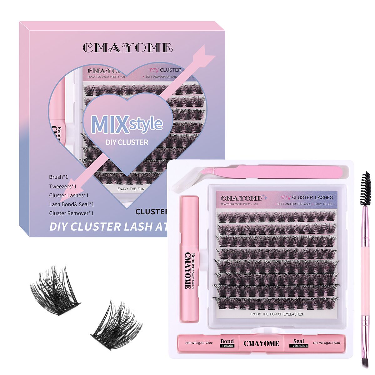 Dabīgas, biezas, šķērsojošas, vienas kopas mākslīgās skropstas, dāvanu kastīšu komplekts, pārnēsājamas, DIY segmentētas skropstas_voghion.com