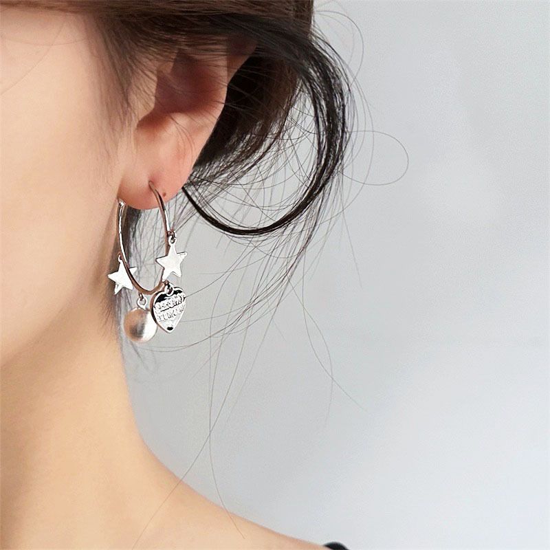 Orecchini a forma di stella da donna, semplici e alla moda, con perline a forma di stella e vento freddo, temperamento, personalità versatile_voghion.com