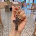 New Ceramic Clay Cross Keychain With Rhinestones, Creative Car Keychain, Unisex Pendant_voghion.com