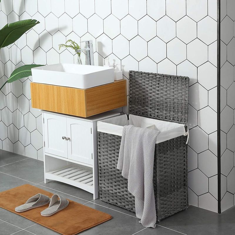Woven Laundry Hamper Basket - Stylish Dirty Clothes Storage Bin For Home, Bathroom & Kids' Room_voghion.com