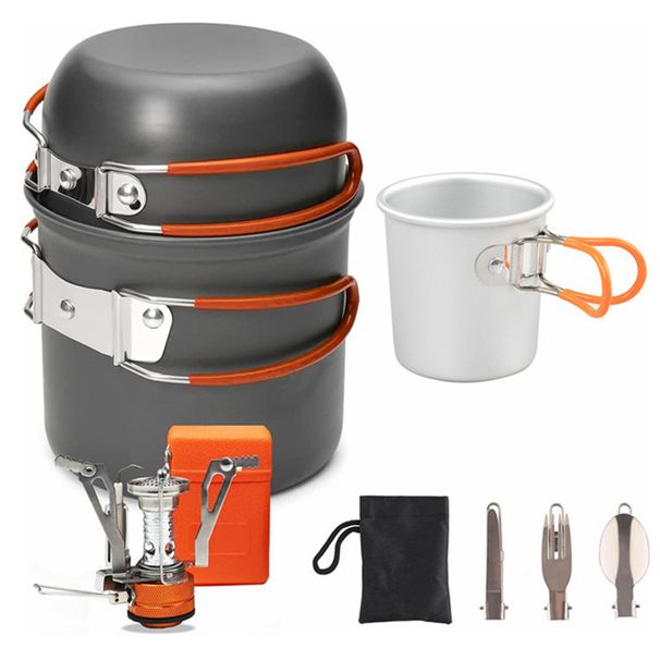 Camping Cookware DS101 Camping Cookware Coffee Cup Cookware Set Camping Stove Portable Tableware Backpacker Camping Cookware Set_voghion.com