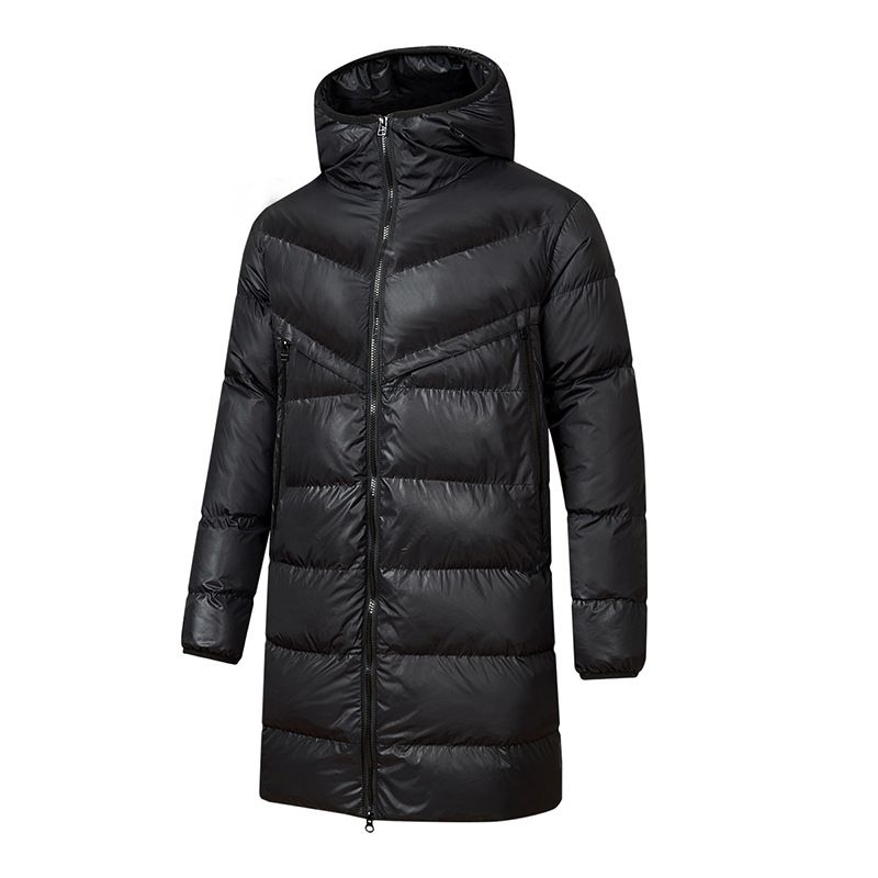 Men's clothing Winter hooded long padded jacket men's warm long coat casual all-in-one youth over the knee Coat padded jacket_voghion.com