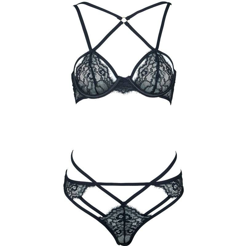 KOOSSOASIS Eyelash Elastic Lace Steel Ring Ultra-thin Bra With Exposed Hips, Low-waisted Briefs Set Sexy_voghion.com
