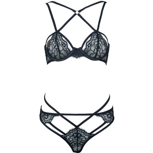 KOOSSOASIS Eyelash Elastic Lace Steel Ring Ultra-thin Bra With Exposed Hips, Low-waisted Briefs Set Sexy_voghion.com