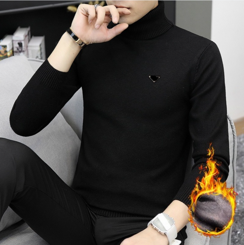 Triangle Badge Turtleneck Mens Womens Designer Sweater Pullover For Men Cashmere Sweaters Solid Color Cotton Sweater_voghion.com
