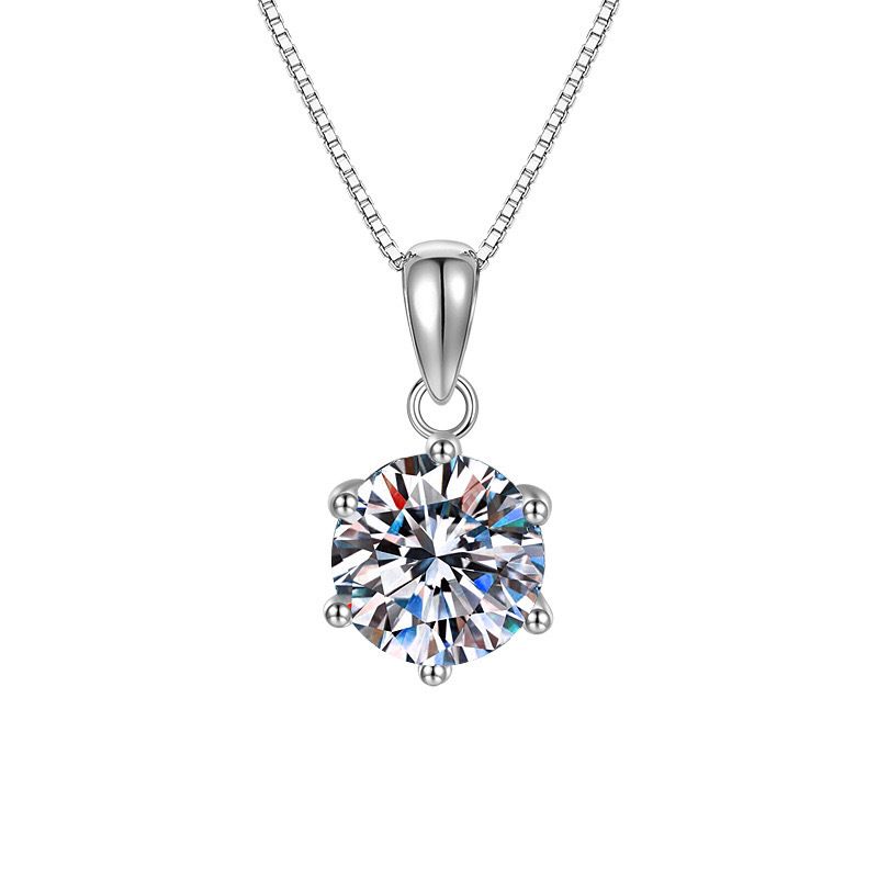 Trasmissione in diretta hot classico 2 carati zircone moissanite sei artigli collana leggera lusso croce confine catena clavicola ciondolo gioielli_voghion.com