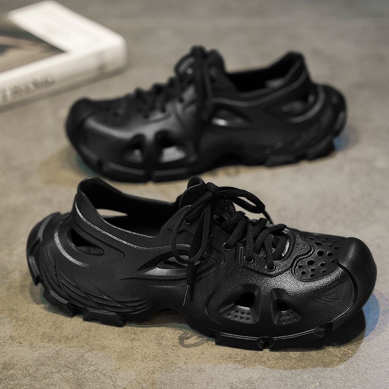Foam Runner Shoes For Women Men, Hollow Cloud Slippers Lightweight Slip-On Walking Sneakers Breathable Soft Beach Sandals Redwhite_voghion.com