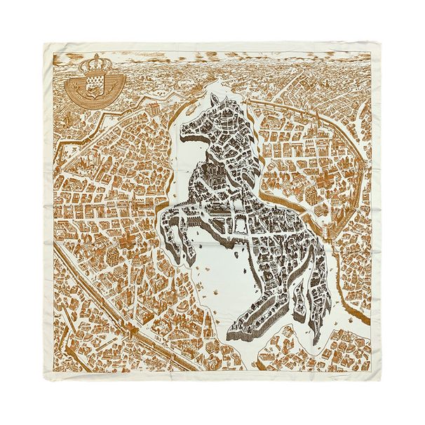 City Of Steeds Suzy Ten sam styl, drukowany, 90 jedwabny, mały, dla kobiet, ochrona przed słońcem, duży, kwadratowy szalik na głowę_voghion.com