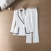 Women's Clothing commuting spring and autumn long sleeved suit set white splicing fashionable female sister slim professional suit solid color_voghion.com