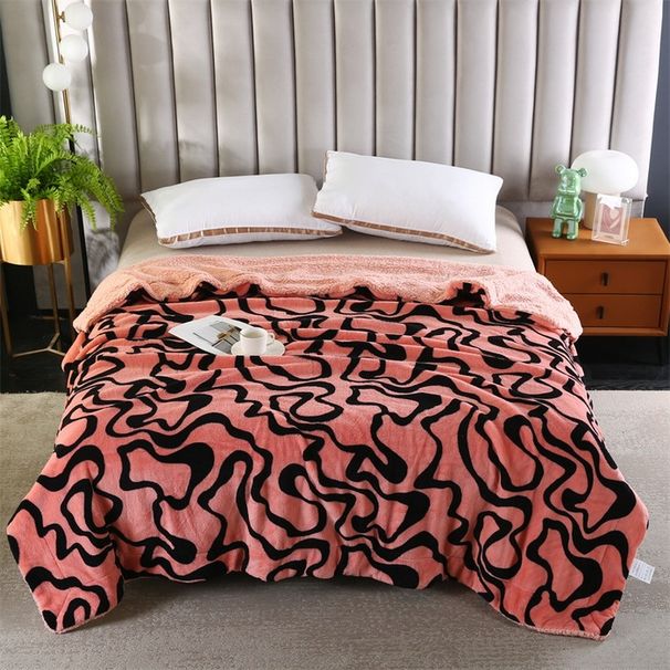 Thick Flannel Fleece Throw Blanket - Stripe Design (Panda Fleece & Matching Lamb Fleece Ultra Soft & Warm 50" X 70")_voghion.com