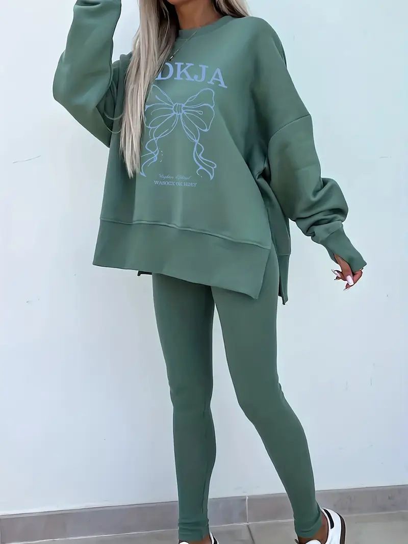 "Bow Print Long Sleeve Blouse – Sweet & Casual Loose Fit Top"Sweet & Stylish – The Perfect Everyday Top_voghion.com