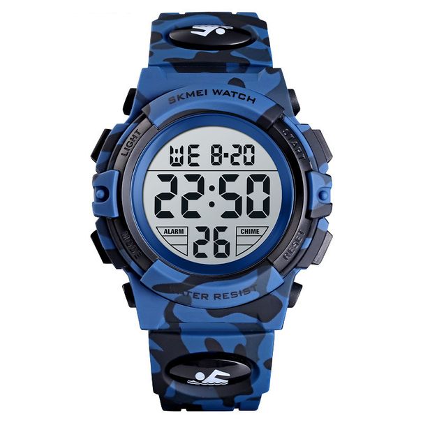 Kids Digital Watch With Colorful LED Light - 30M Waterproof Military Camo Sports Watch For Boys Girls (Blue/Green Camo)_voghion.com