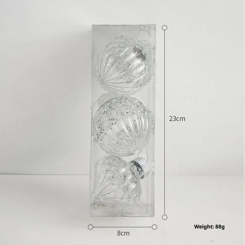 Elegantes, mattiertes Weihnachtsschmuck-Set – Bruchsichere Kugeln im europäischen Stil für den Weihnachtsbaum (8 cm, Silberweiß & Cremeweiß, 3/4-Packung)_voghion.com