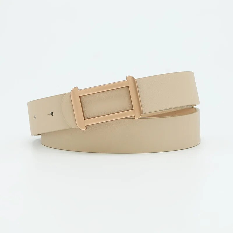 New Rectangular Buckle High-end Fashionable and Simple Daily Versatile Dress Student Youth Women's Belt_voghion.com
