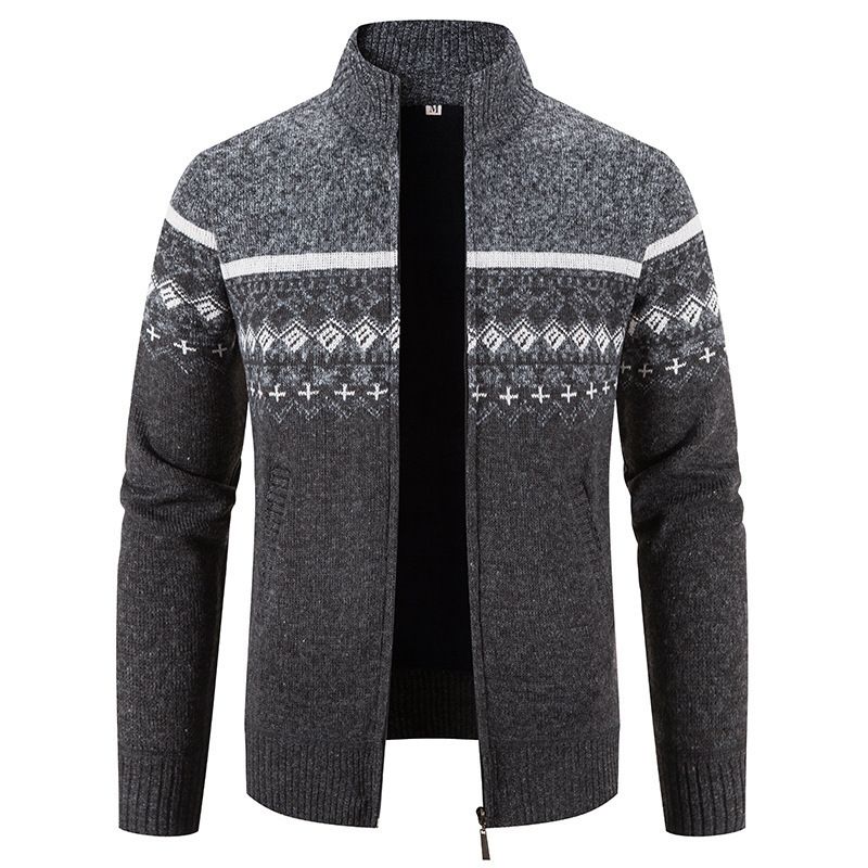 Nuovo maglione da uomo con collo alto autunno inverno con maglione felpato e ispessito, maglieria casual, cardigan, uomo_voghion.com
