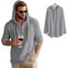 Men's Linen-Blend Hooded Shirt – Lightweight & Breathable Long Sleeve Beach Shirt (Black/Grey/Army Green, Loose Fit, Machine Washable)_voghion.com