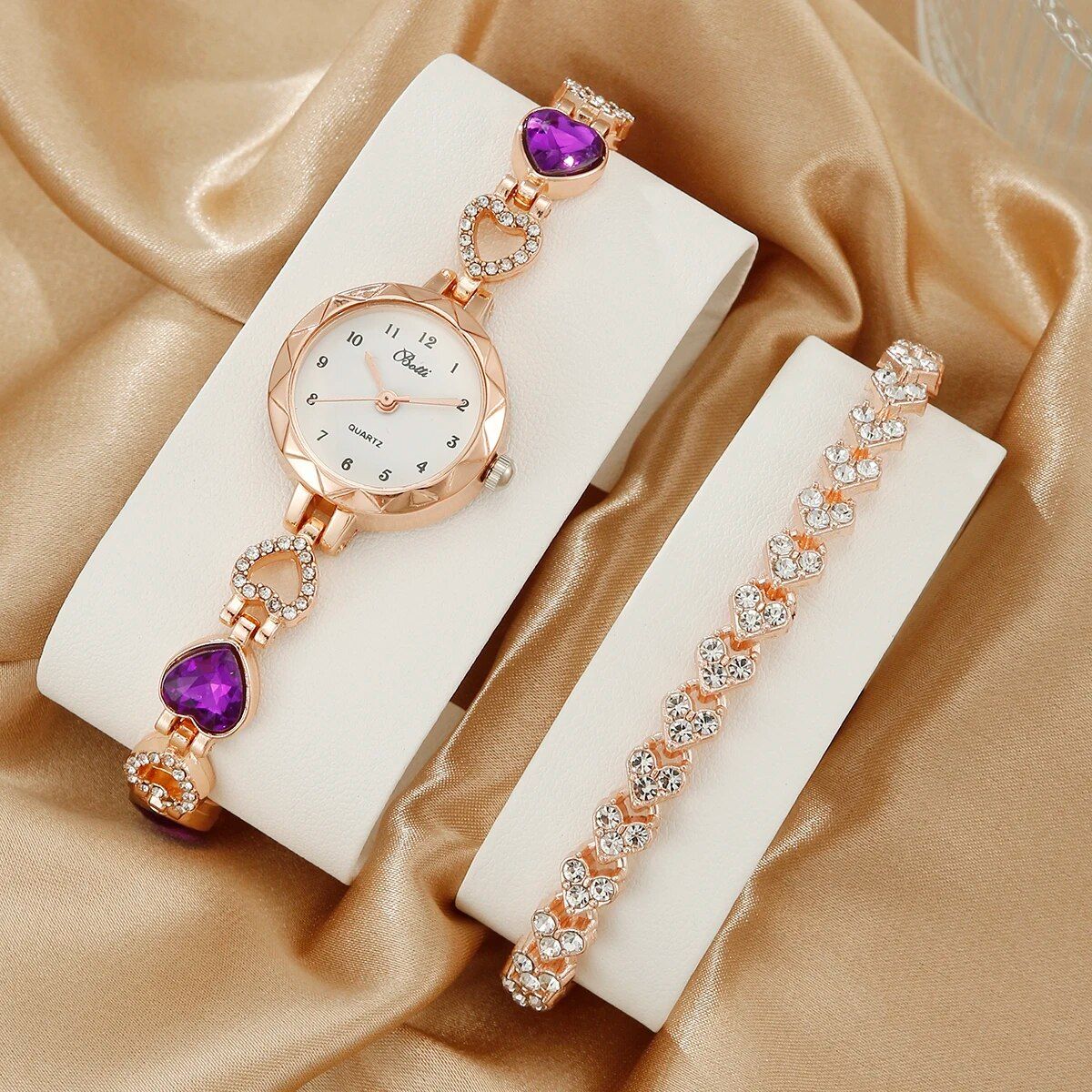 Set di orologi da donna di lusso, biscotti, moda casual, da donna, orologio, bracciale, set da 2 pezzi_voghion.com