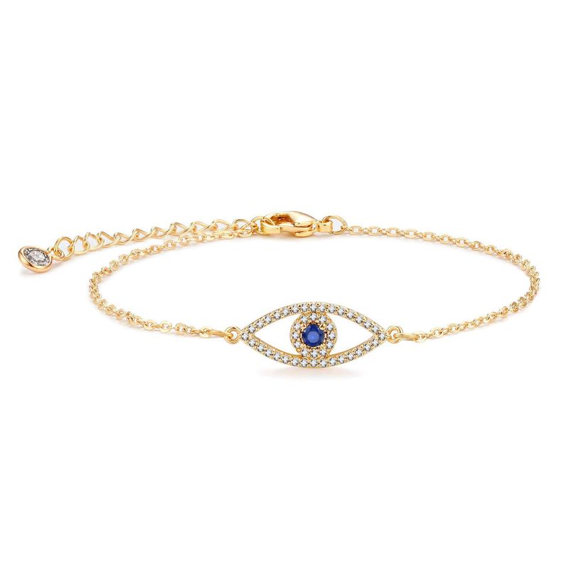 Pulsera de cristal con colgante de ojo azul para mujer, sencilla y versátil, con diamantes de imitación_voghion.com