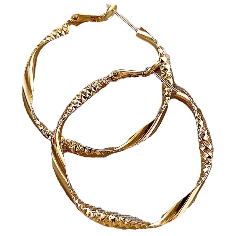 Fashion simple circular twist flower irregular women's earrings exaggerated earrings high sensitivity loop earrings_voghion.com