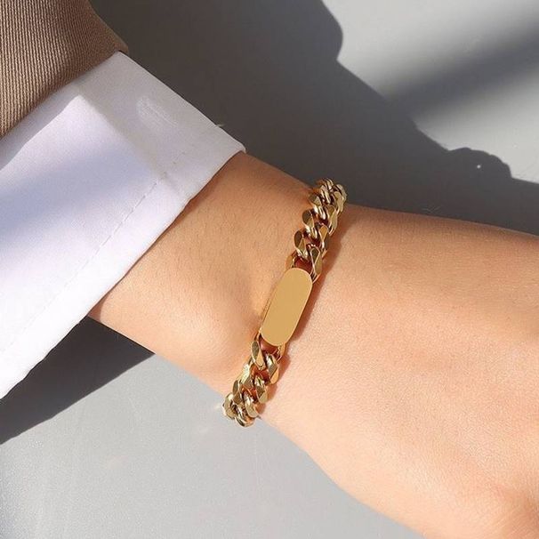 Ny Custom Bar Crude NK Chain Armband Män Rostfritt stål Gravyr Bokstavsnamn Man För Kvinnor Jularmband Present_voghion.com