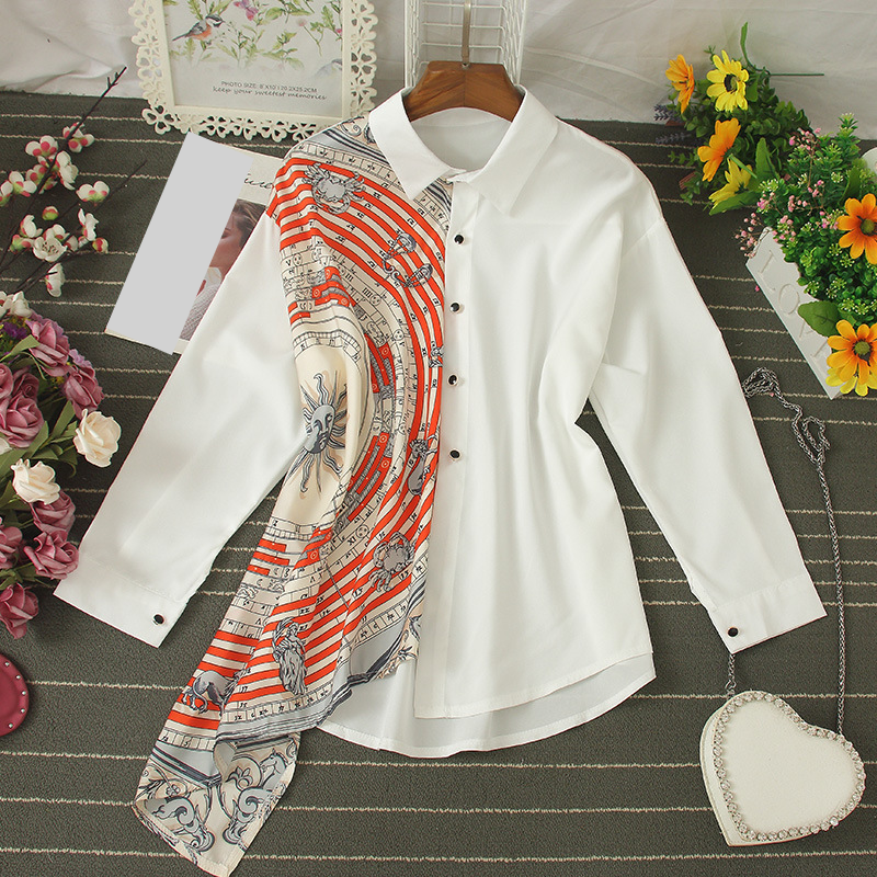 Ropa de mujer Camisa Diseño de nicho para mujer Irregular Suelta Largo medio Ropa de otoño Tops que combinan con todo Tendencia_voghion.com