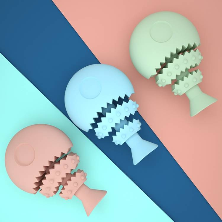 Pet Molar Dog Chew Toy Fish Bone Fun Food Leakage Toy_voghion.com