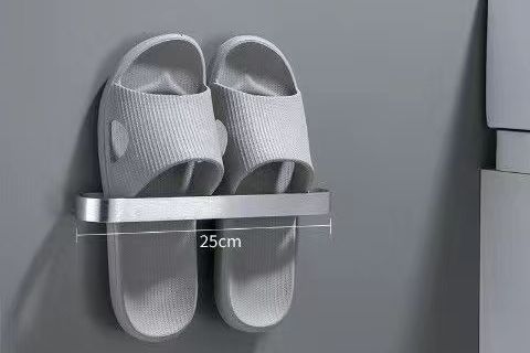 Scarpiera da parete senza foratura - Organizzatore da bagno in alluminio spaziale per pantofole_voghion.com