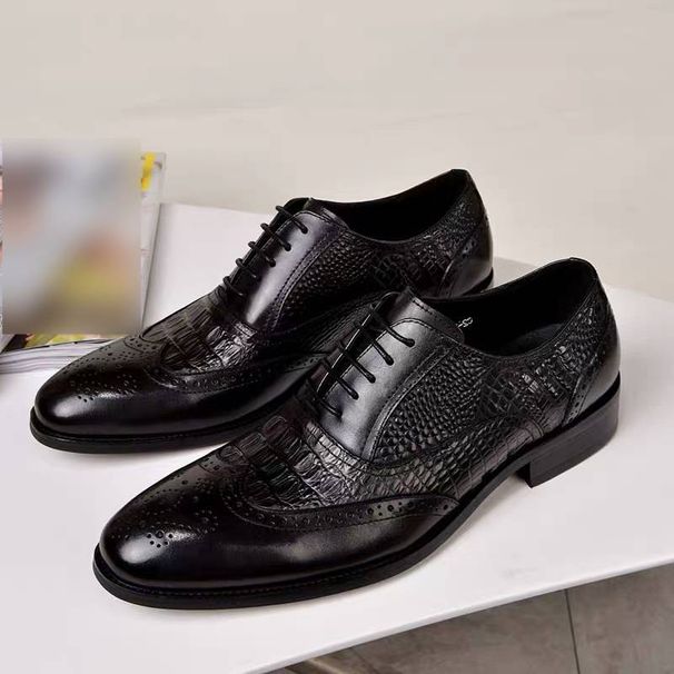 Sapatos Oxford Brogue Masculinos HPIOPL, Estilo Vintage, em Couro com Textura de Crocodilo, para Uso Formal e Casual, em Tamanhos Grandes (39-48)_voghion.com