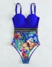 Maillot de bain push-up à imprimé floral élastique noir pour femme_voghion.com