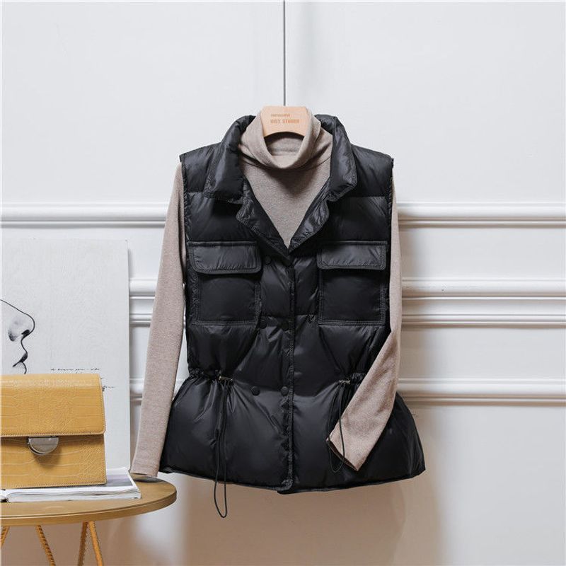 2023 New Light Down Vest Women Short Vest Windproof Lightweight Warm Waistcoat Female White Duck Down jacket Coat_voghion.com
