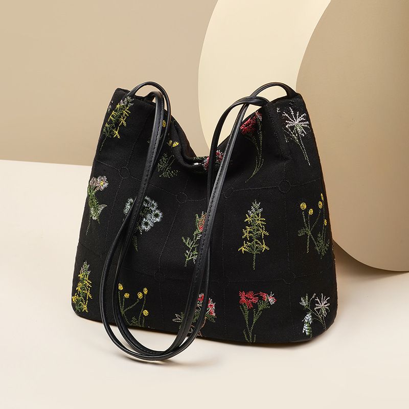 Bucket 2025 Spring And Summer New Ladies Canvas Large Capacity Underarm Tote Bag_voghion.com