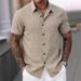 Camicia casual sportiva da uomo a tinta unita con bottoni_voghion.com