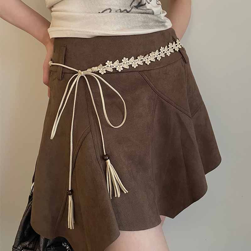 Stile etnico bohémien, versione coreana della nuova gonna con catena, cintura di alta qualità, corda bianca per la vita_voghion.com