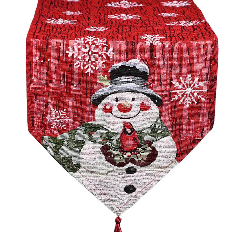 Christmas New Product Christmas Table Runner Cotton Linen Snowman Embroidered Table Runner Family Dining Table Decoration Christmas Tablecloth_voghion.com
