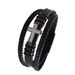 Men's Jewelry Copper Inlaid Zircon Cross Bracelet Fashionable PU Leather Rope Hand Woven Alloy Bracelet Jewelry_voghion.com